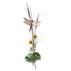 Peach Dragonfly w/ Lily/Mallow Metal Wall Art Sculpture Bovano of Cheshire W7628   311660109678